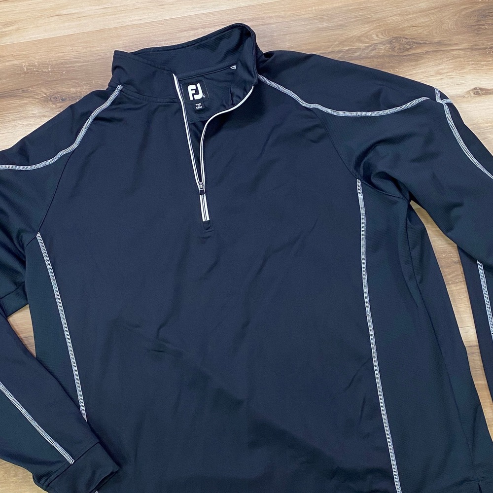 FootJoy Quarter Zip Pullover Large Golf Activewear Nylon Spandex Black